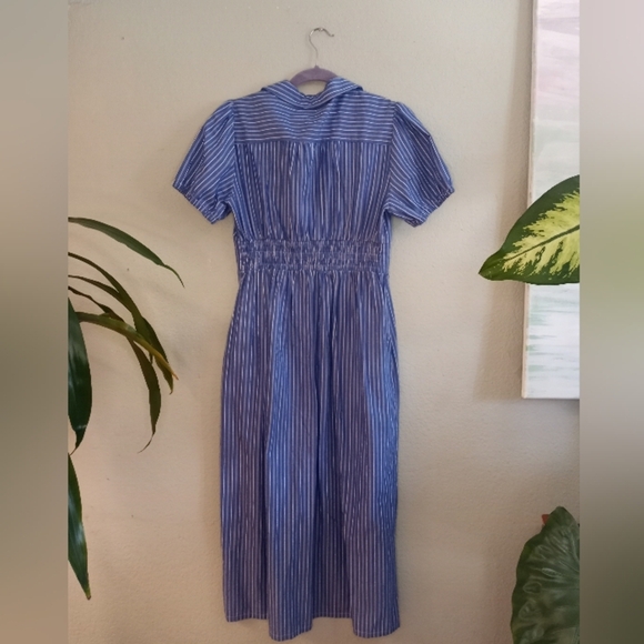 Stateside Cotton Made In USA Coastal Nautical Pinstripe Twist Top Button Up Maxi - Picture 6 of 9